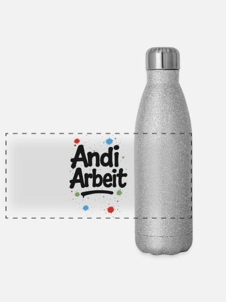 Andi-Arbeit-Andreas-Andrea-Andy-Spruch-Name-lus - Panorama Glitzer Isolierflasche 500 ml - Silber Glitzer