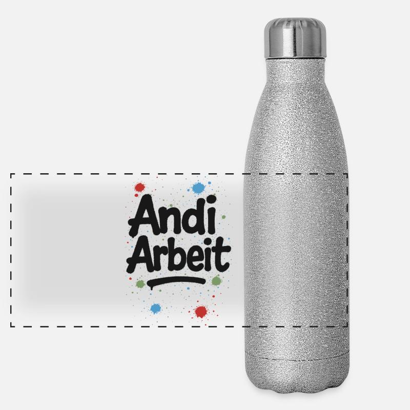 Andi-Arbeit-Andreas-Andrea-Andy-Spruch-Nom-lus Gourde isotherme panoramique pailletée 500 ml