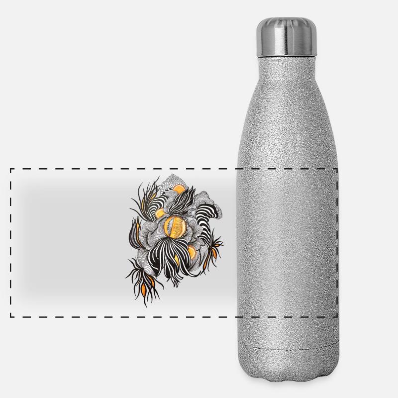 Noir Blossoms Orange Accents Panoramic Glitter Thermal Bottle 500 ml