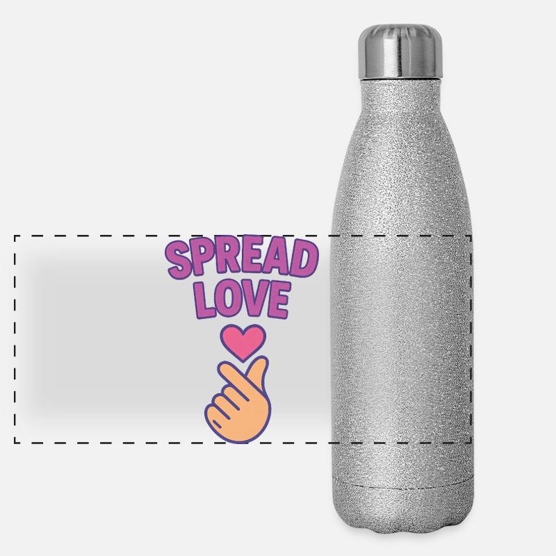 K-POP Spread Love: Heart Hand Gesture Panoramic Glitter Thermal Bottle 500 ml