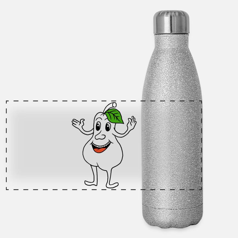 Pear with laughing face Panoramic Glitter Thermal Bottle 500 ml