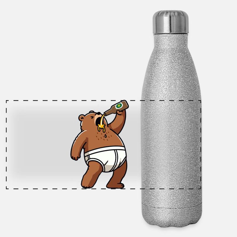 Bier Bärlin Bär Unterhose Suff Berlin Party  Panorama Glitzer Isolierflasche 500 ml