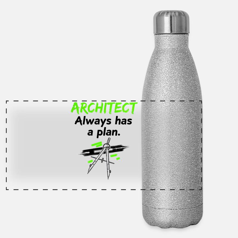 Architekt mit Plan Panorama Glitzer Isolierflasche 500 ml