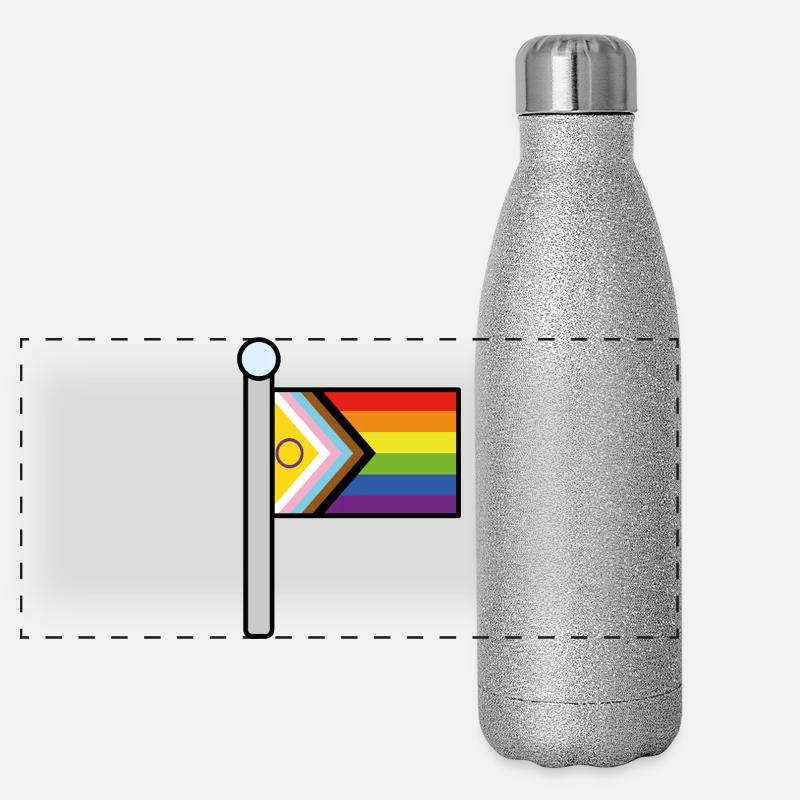 Mât du drapeau de la fierté Inclusive Progress Gourde isotherme panoramique pailletée 500 ml