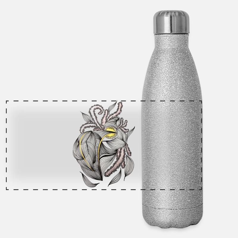 Ligne de feuilles avec accent doré Gourde isotherme panoramique pailletée 500 ml