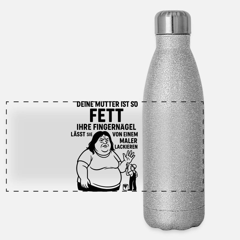 deine mutter witz fett maler lackierer fingernägel Panorama Glitzer Isolierflasche 500 ml