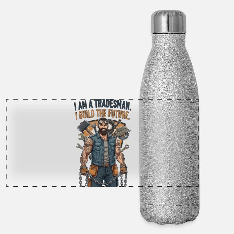 Stolzer Handwerker Handwerks Beruf Geschenk - Panorama Glitzer Isolierflasche 500 ml - Silber Glitzer