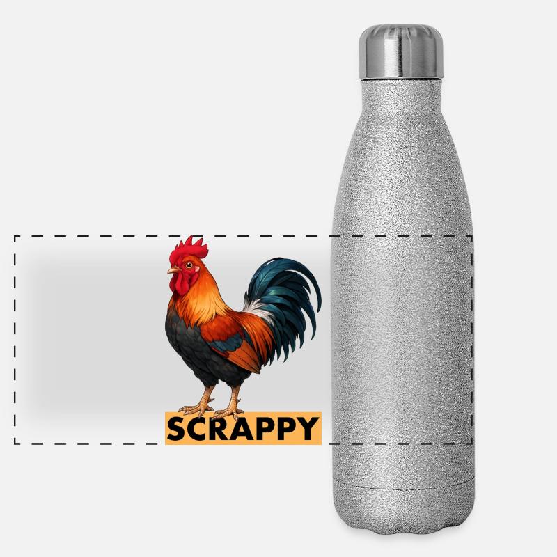 Communauté de jeu drôle de Scrappy Rooster Speranza Gourde isotherme panoramique pailletée 500 ml