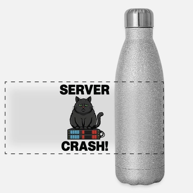 Server Crash Chat Informatique Humour Gourde isotherme panoramique pailletée 500 ml