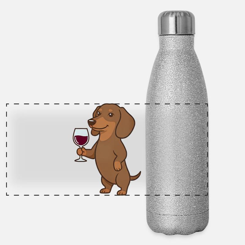 Teckel, amoureux du vin, maman de chien viennoise Gourde isotherme panoramique pailletée 500 ml