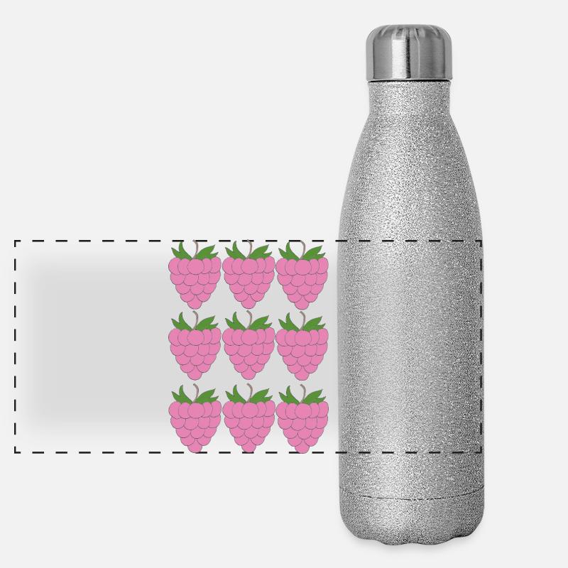 Raspberry Grid Pattern Panoramic Glitter Thermal Bottle 500 ml