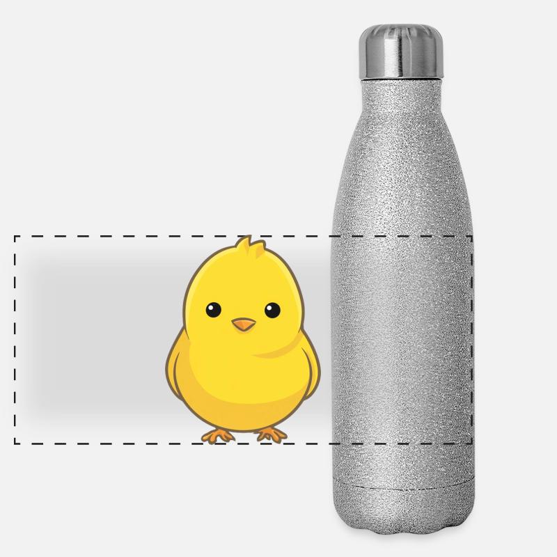 Poussin mignon style enfant charmant Gourde isotherme panoramique pailletée 500 ml