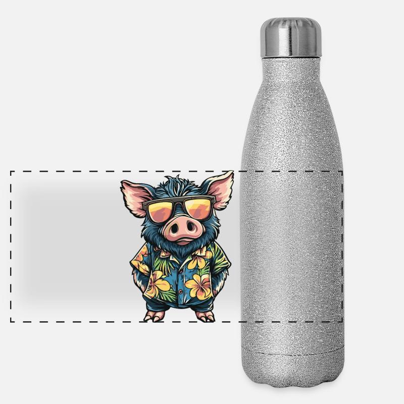 Porc Comic Sanglier de vacances Gourde isotherme panoramique pailletée 500 ml