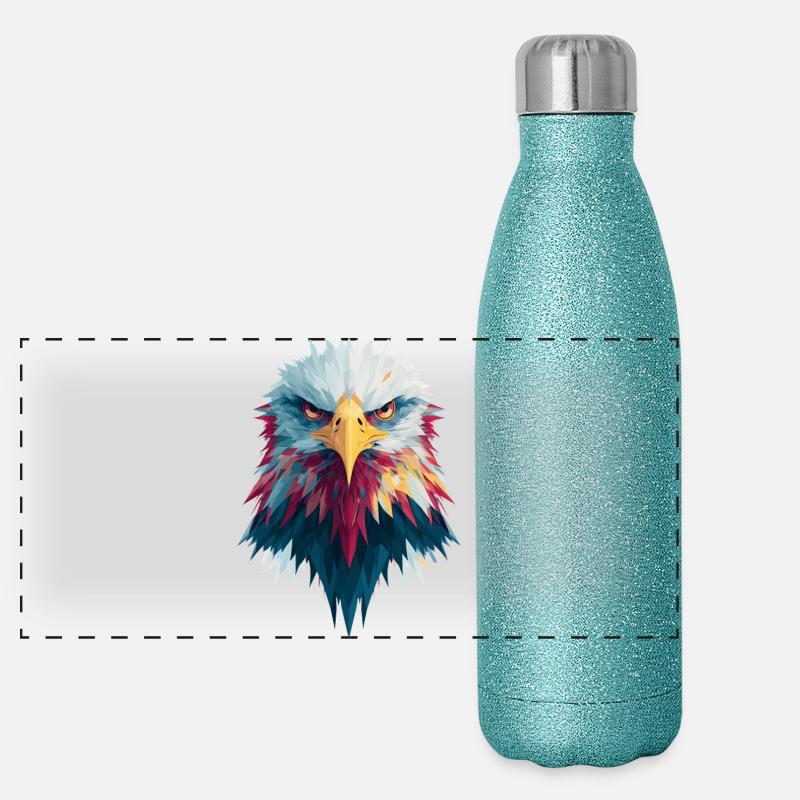 Beeindruckender, adlerdurchdringender Blick Panorama Glitzer Isolierflasche 500 ml