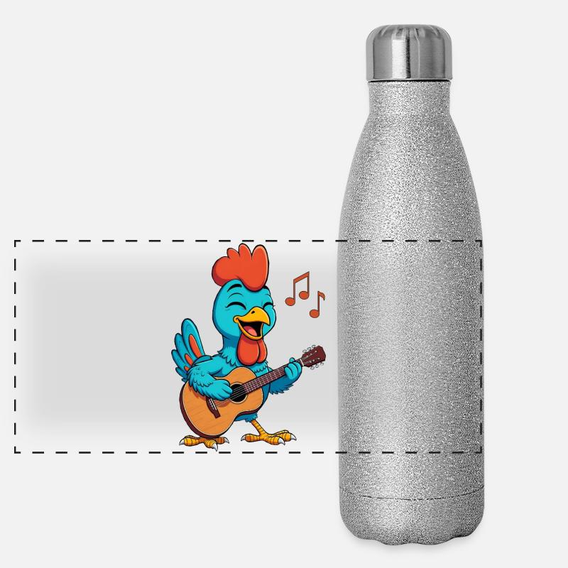 Poulet jouant de la guitare Gourde isotherme panoramique pailletée 500 ml