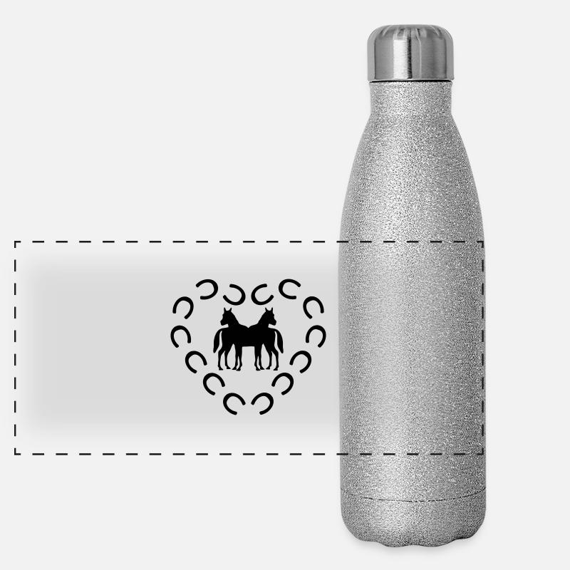 hufeisen pferd,herz Panorama Glitzer Isolierflasche 500 ml