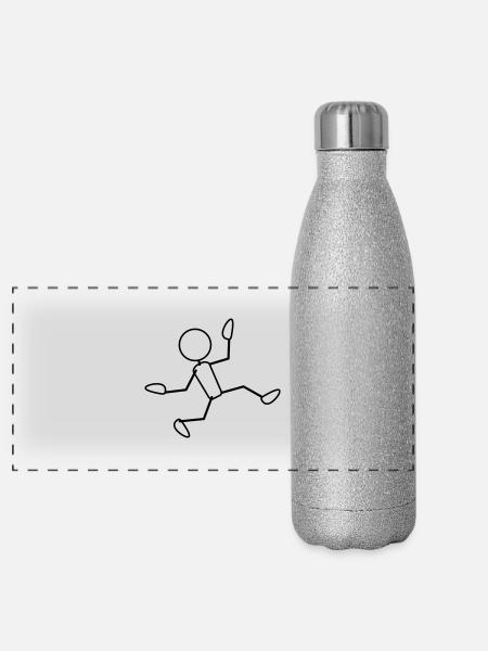 happy_1c - Gourde isotherme panoramique pailletée 500 ml - paillettes argentées - Devant