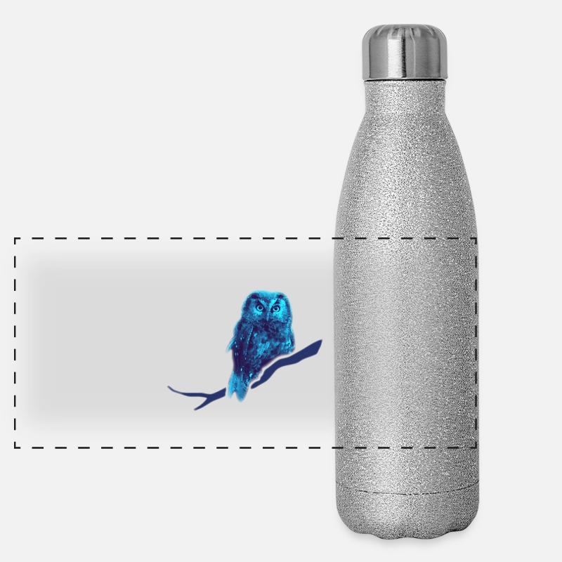 hibou grand-duc chasseurs noctambule Gourde isotherme panoramique pailletée 500 ml