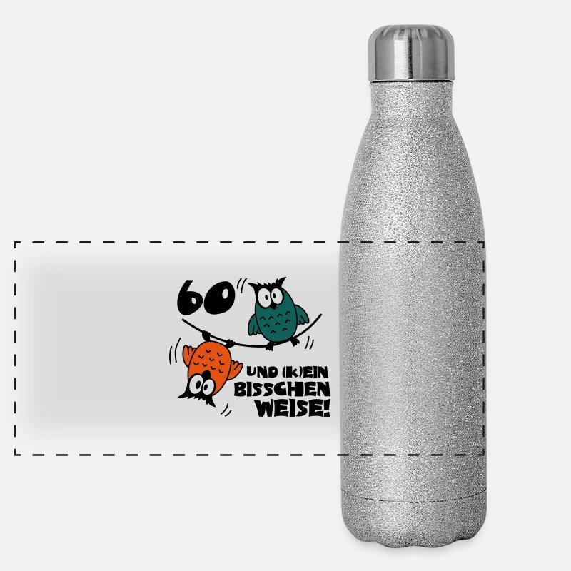 Geburtstag 60 und kein bisschen Weise, Eulen Panorama Glitzer Isolierflasche 500 ml