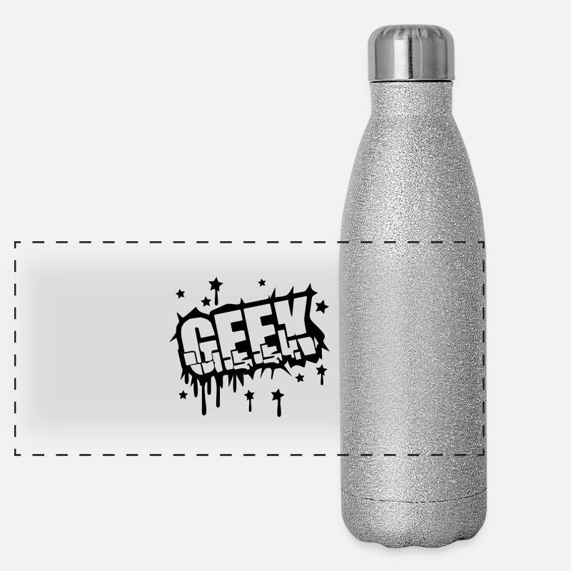 Geek Zerbrochenes Graffiti Design Gourde isotherme panoramique pailletée 500 ml