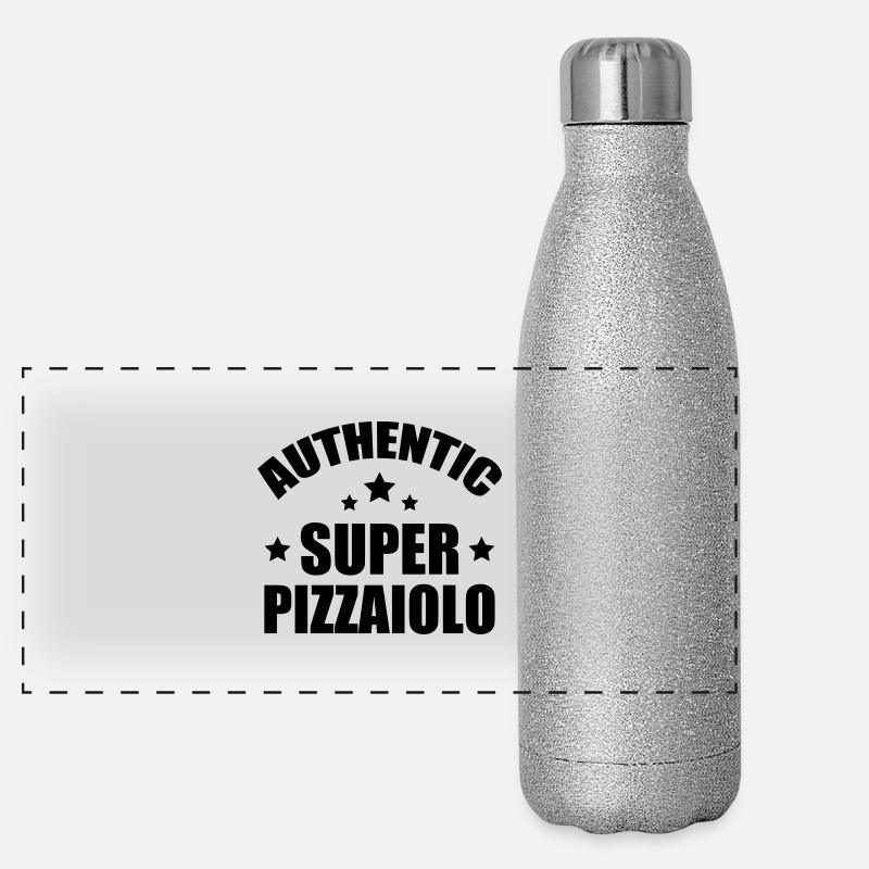 Pizza / pizzaiolo / Italien / Burger Panorama Glitzer Isolierflasche 500 ml