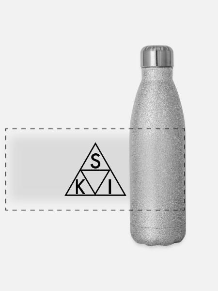 Ski - Gourde isotherme panoramique pailletée 500 ml - paillettes argentées - Devant