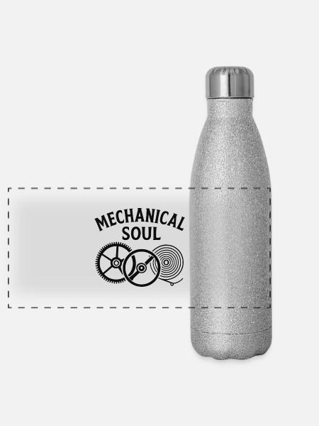 Balance, spring and gear wheel for watch collectors - Panoramic Glitter Thermal Bottle 500 ml - silver glitter - Front