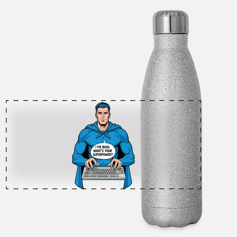 Superhero: I fix bugs! Panoramic Glitter Thermal Bottle 500 ml