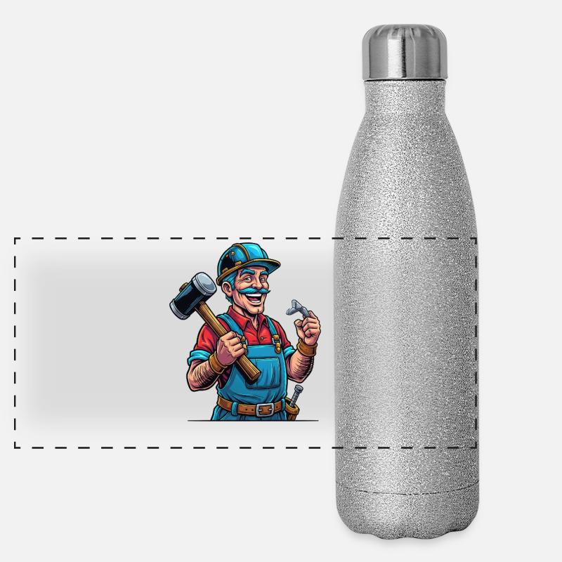 Handwerker Stolz: Hammerharte Arbeit! Panorama Glitzer Isolierflasche 500 ml