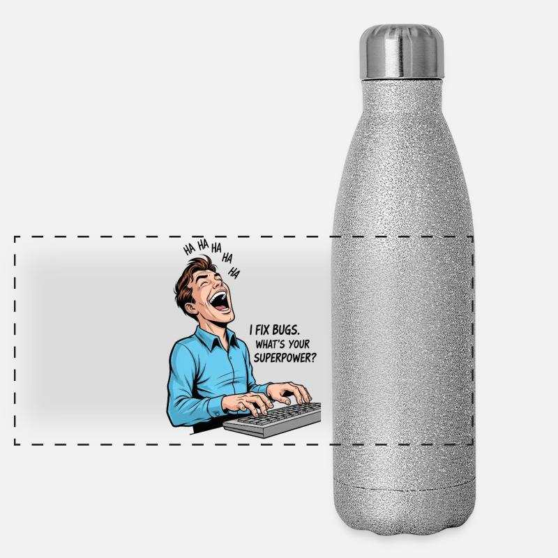 Bug-Fixer: My superpower as a programmer! Panoramic Glitter Thermal Bottle 500 ml
