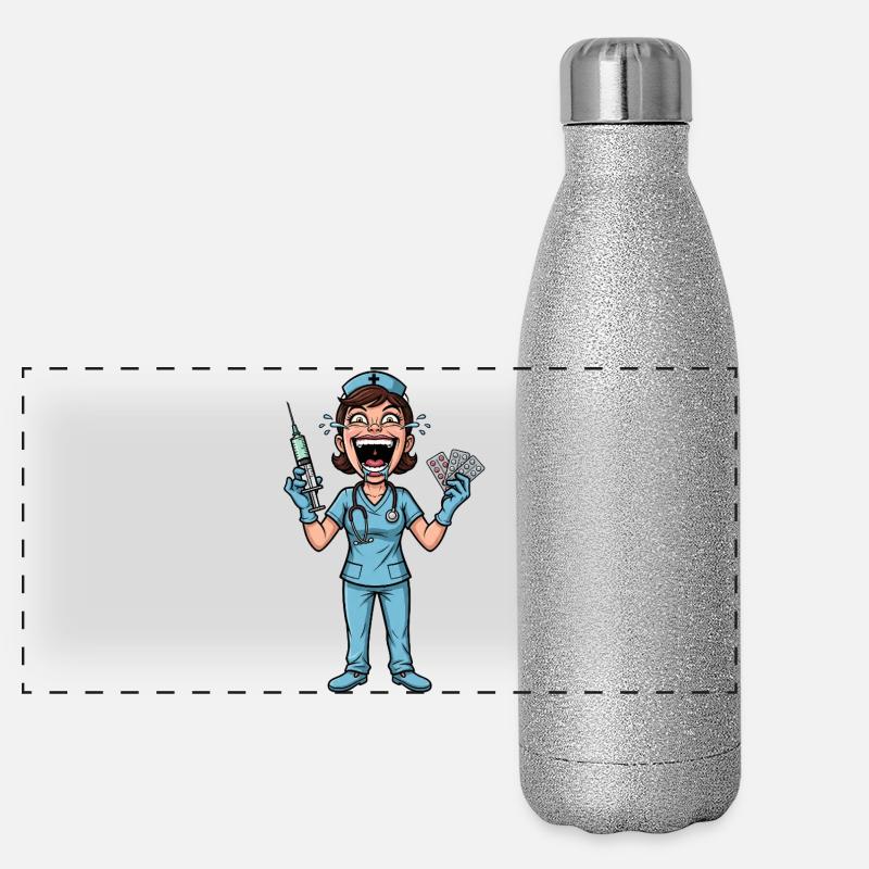 Verrückte Schwester: Lustiger Pflege-Humor Panorama Glitzer Isolierflasche 500 ml