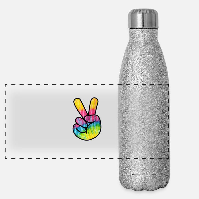 Signe de paix T-shirt -Psychedelic doigt à la main Gourde isotherme panoramique pailletée 500 ml