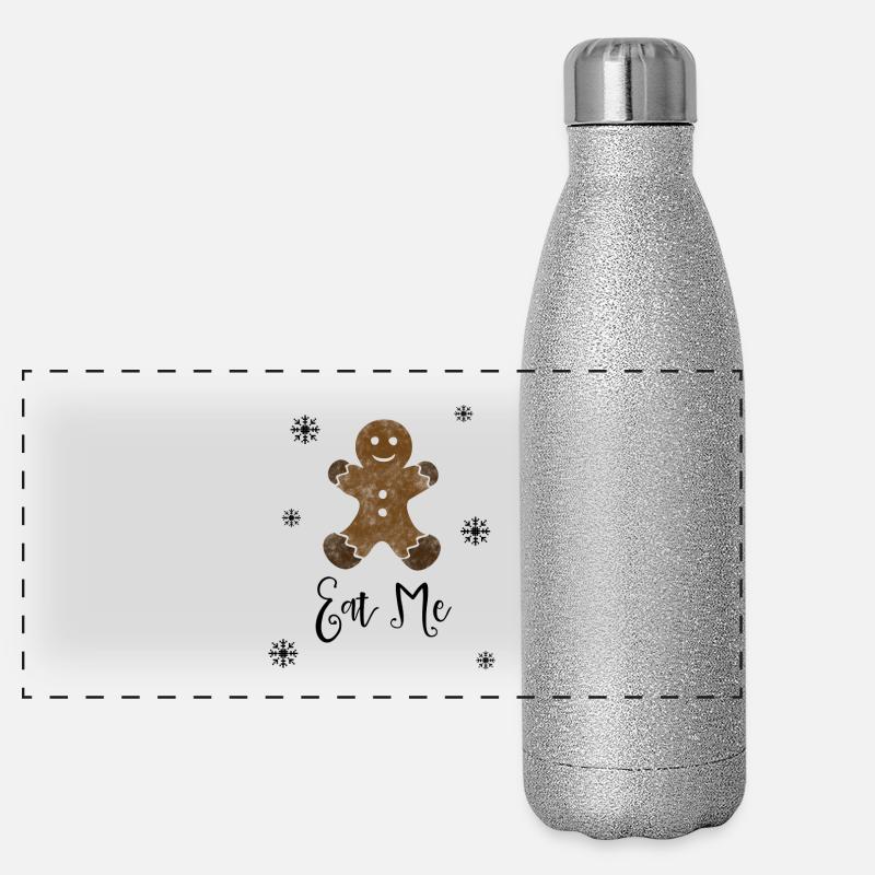 Lebkuchenmann Weihnachtsplätzchen Panorama Glitzer Isolierflasche 500 ml