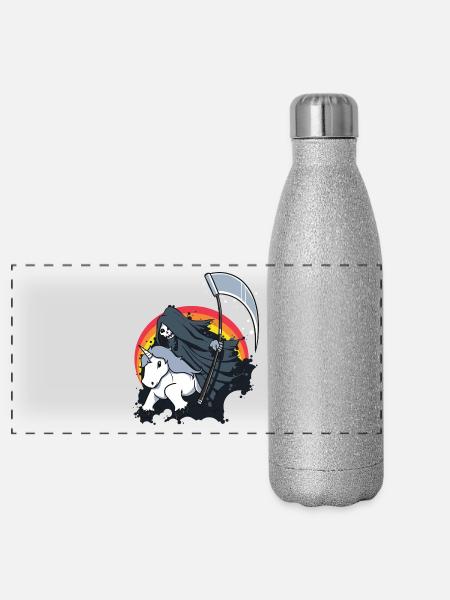 la mort de la mort licorne Sense cadeau drôle - Gourde isotherme panoramique pailletée 500 ml - paillettes argentées - Devant