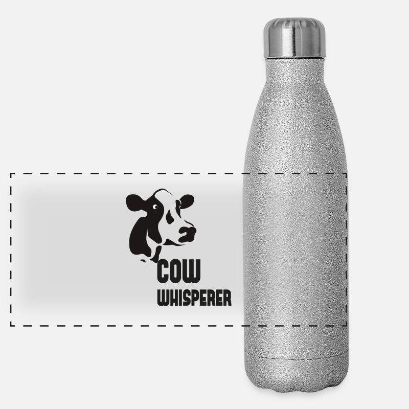 FUNNY COW WHISPERER GIFT Panorama Glitzer Isolierflasche 500 ml