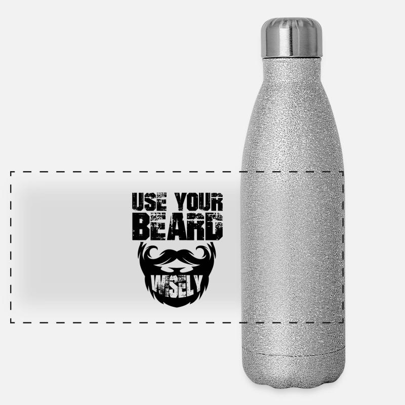 Barbe barbe barbe barbe moustache schnauzer Gourde isotherme panoramique pailletée 500 ml