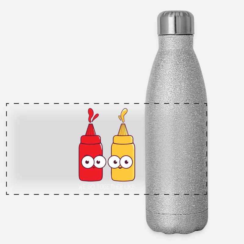 Nous allons ensemble comme le cadeau de ketchup et de moutarde Gourde isotherme panoramique pailletée 500 ml