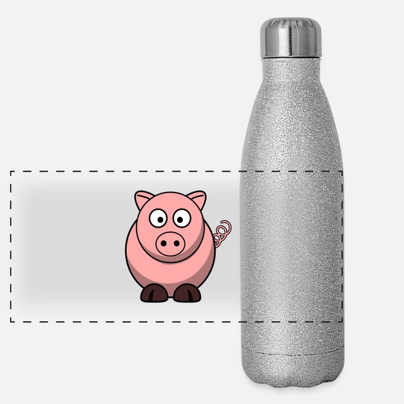 Schwein Cartoon Panorama Glitzer Isolierflasche 500 ml