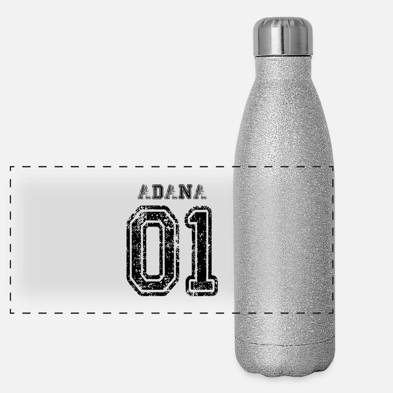 01 Adana Turkish license plate as a gift Panoramic Glitter Thermal Bottle 500 ml