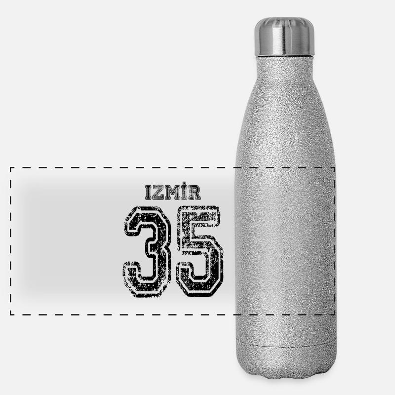 35 Izmir Turkish license plate as a gift Panoramic Glitter Thermal Bottle 500 ml