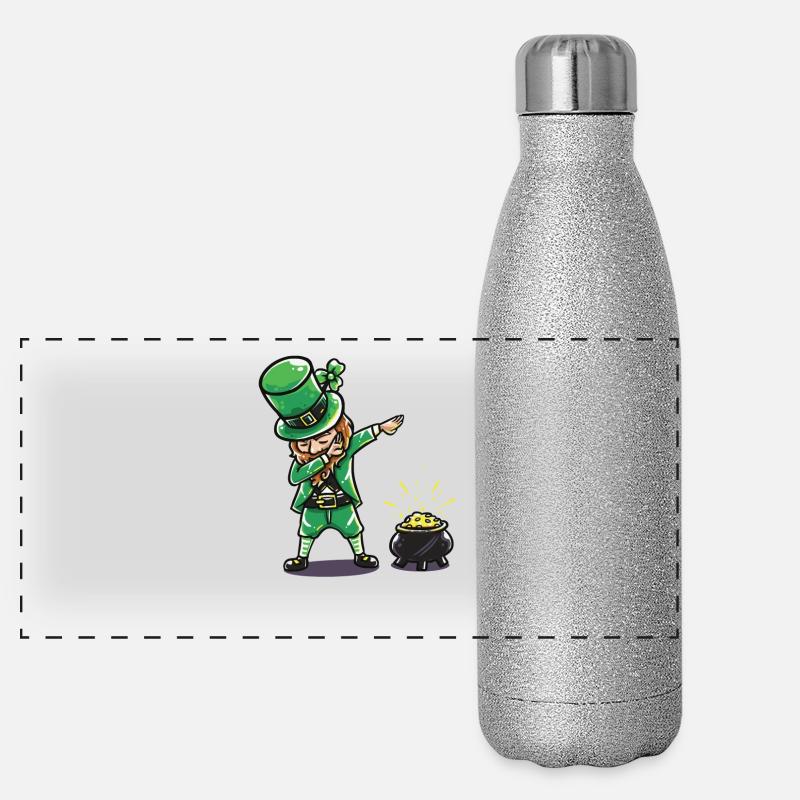 St Patricks tenue de jour T-Rex cadeau Bière Irlande Gourde isotherme panoramique pailletée 500 ml