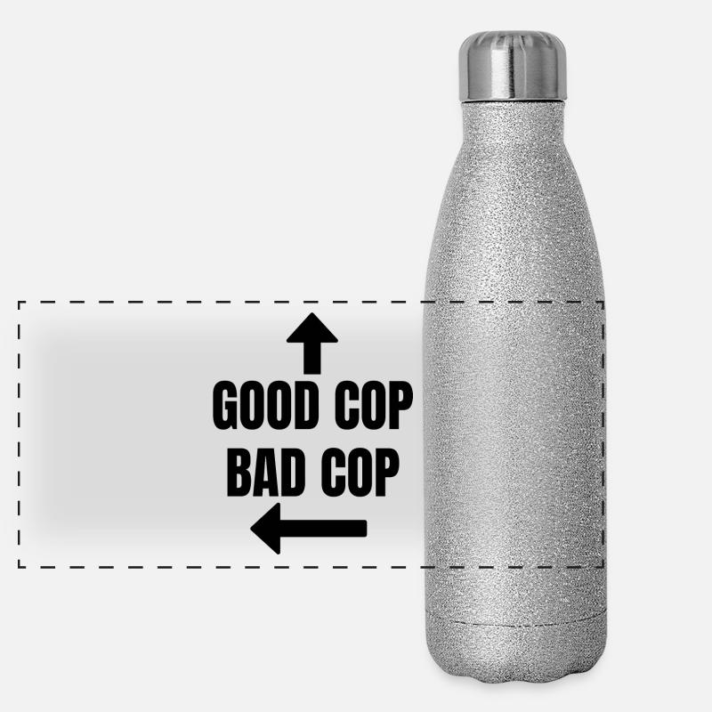 Good Cop Bad Cop Spaß Polizei Fun Panorama Glitzer Isolierflasche 500 ml