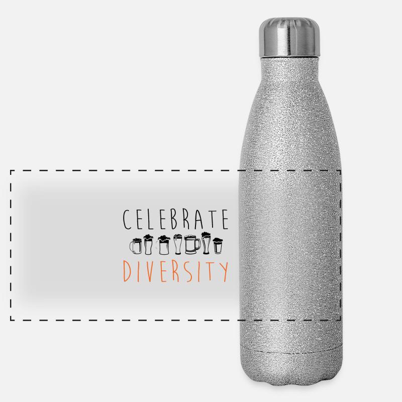 Celebrate Diversity - Bier Vielfalt Geschenk Panorama Glitzer Isolierflasche 500 ml