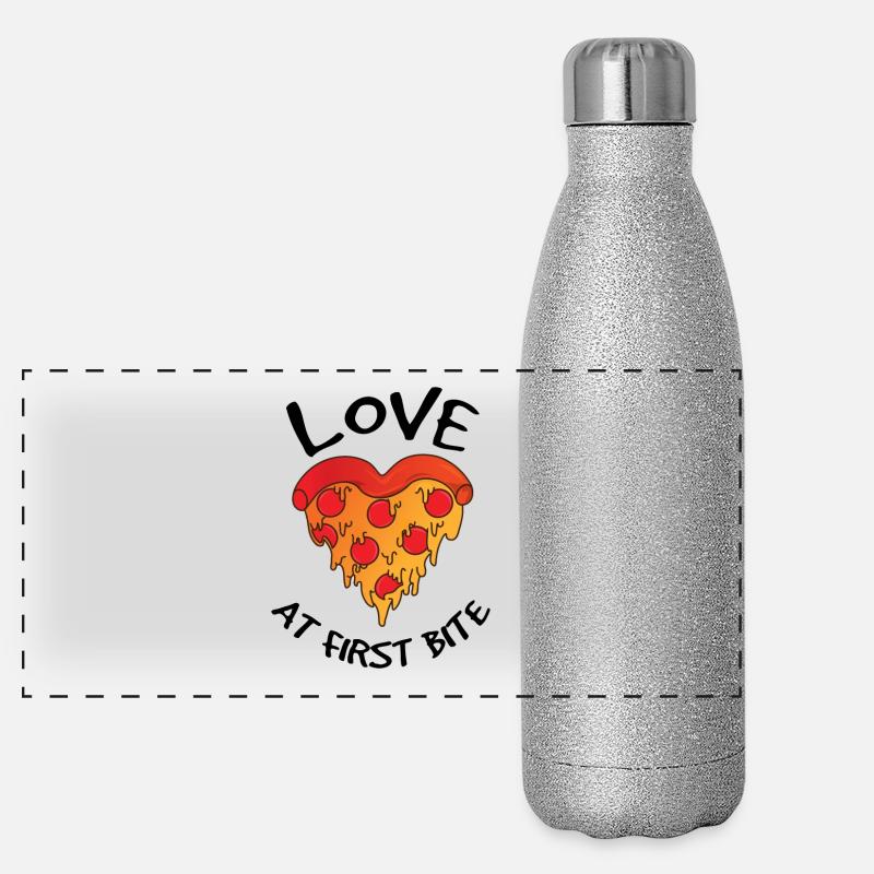 Pizza - Love at first bite Panorama Glitzer Isolierflasche 500 ml