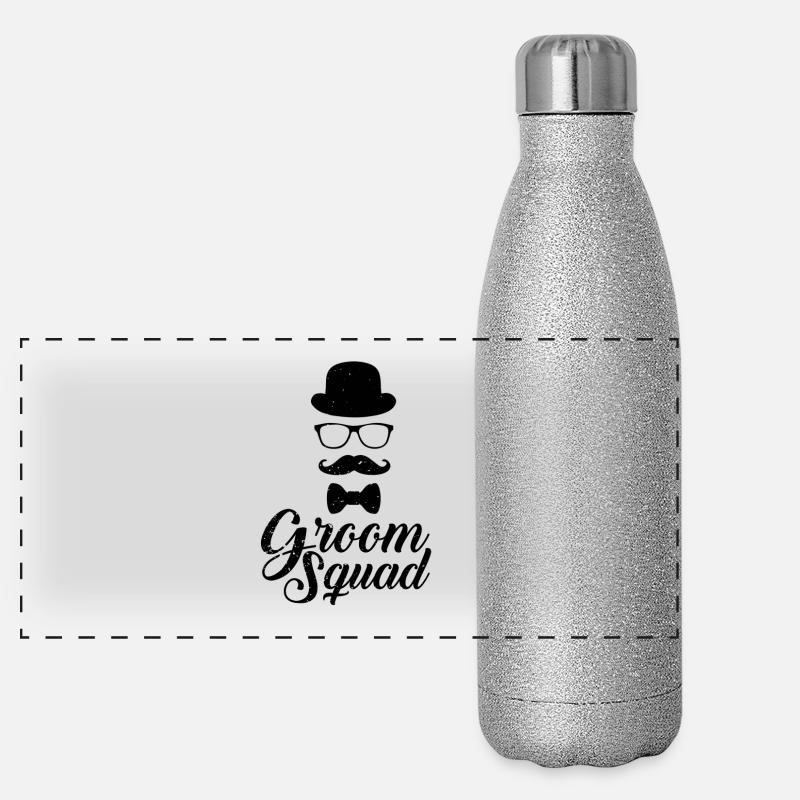 Groom Squad Gentleman Nerd Gift Panoramic Glitter Thermal Bottle 500 ml