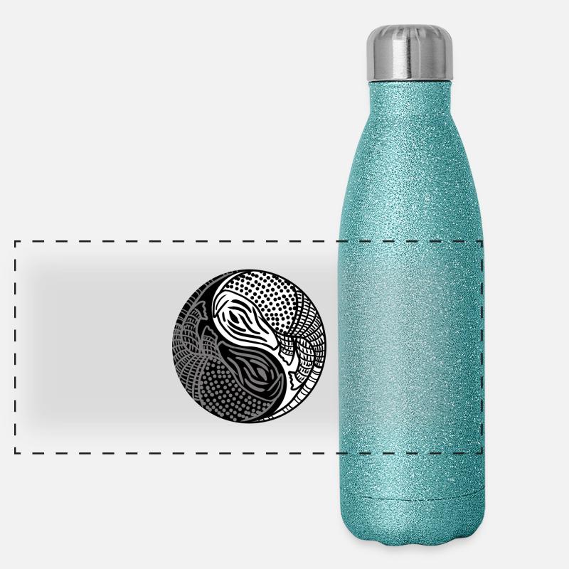 Yin Yang Armadillo Chinois Tai Chi Symbole Cool Gourde isotherme panoramique pailletée 500 ml