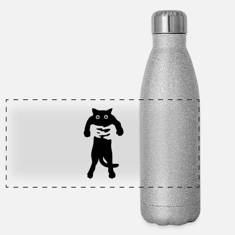 chat noir Gourde isotherme panoramique pailletée 500 ml