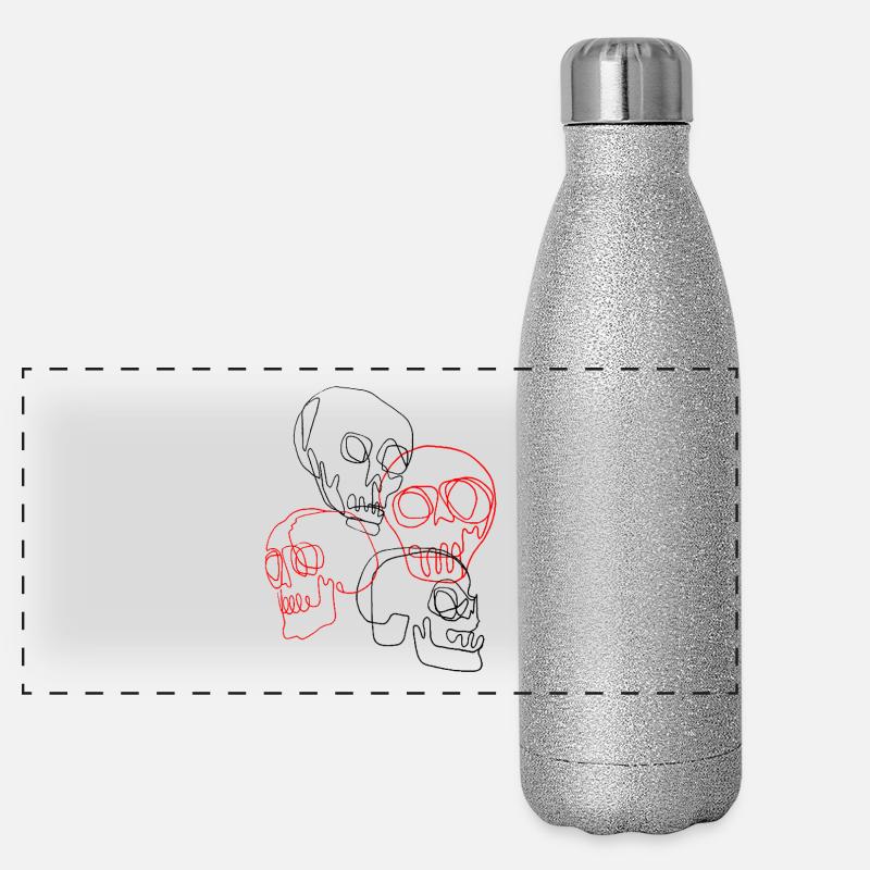 Schädel - Panorama Glitzer Isolierflasche 500 ml - Silber Glitzer