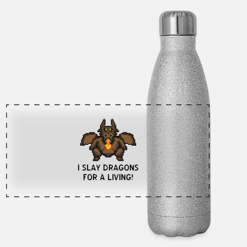 Drachen töten Pixel Gaming Panorama Glitzer Isolierflasche 500 ml