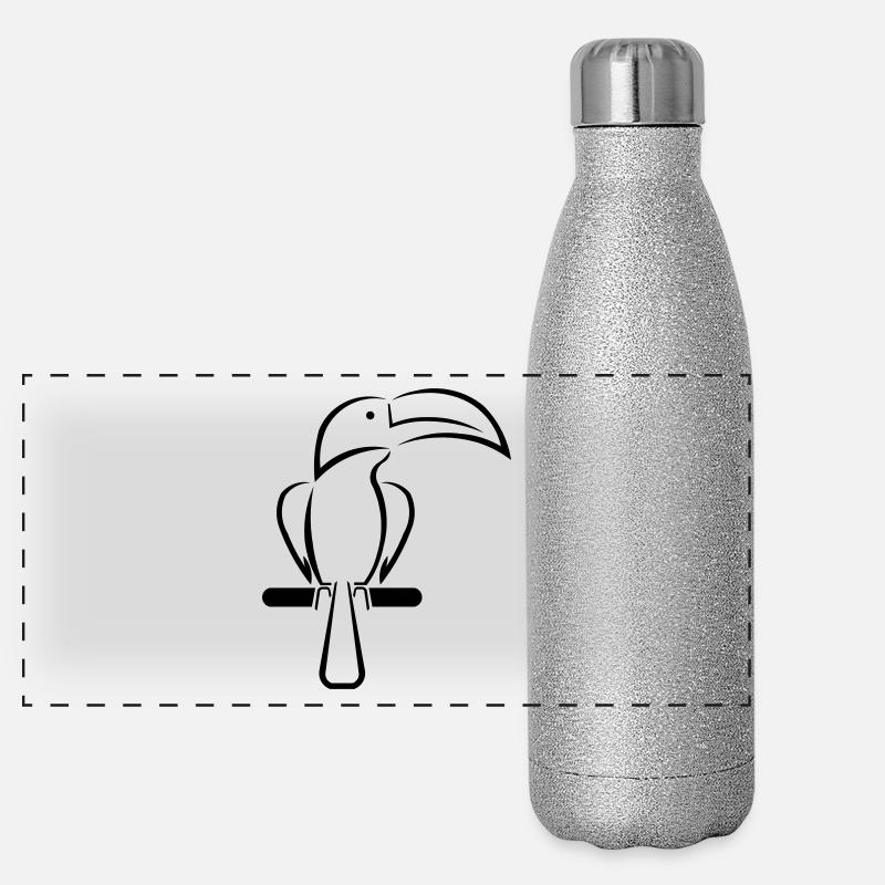 toucan - Panoramic Glitter Thermal Bottle 500 ml - silver glitter